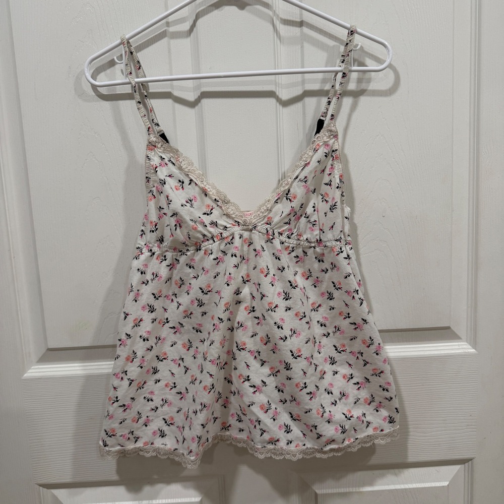 Victoria's Secret Floral Lace Empire Waist Camisole Top White Pink M 11006322